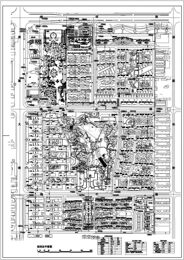 某规划总用地55.07公顷3890户住宅区规划设计cad施工总平面图（含经济技术指标）-图一