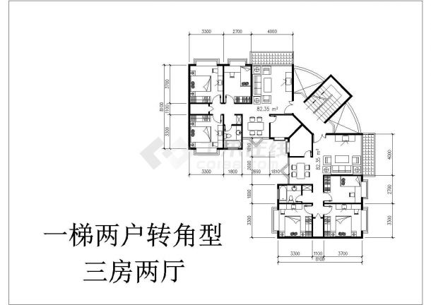 经典有电梯及无电梯的多层点式或塔式小高层住宅户型设计cad建筑平面方案图集合-图二