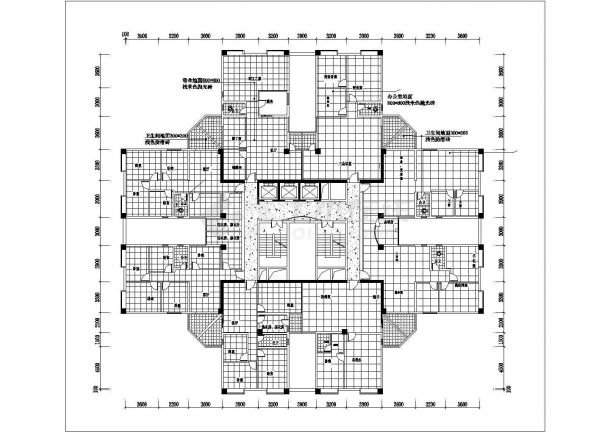 无锡市某高层住宅楼950平米8户型标准层装修施工设计CAD图纸-图一