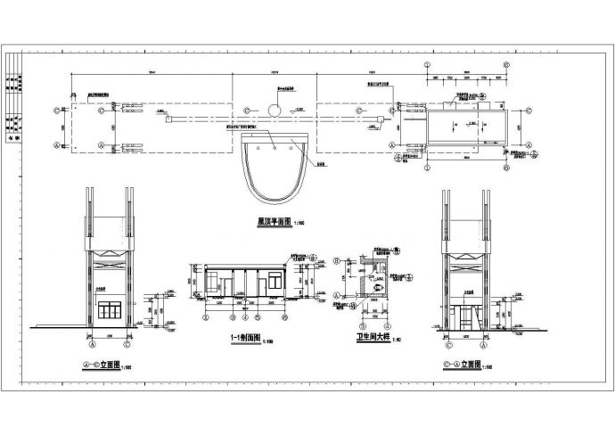 某小区内门卫室建筑完整详细方案设计施工CAD图纸_图1