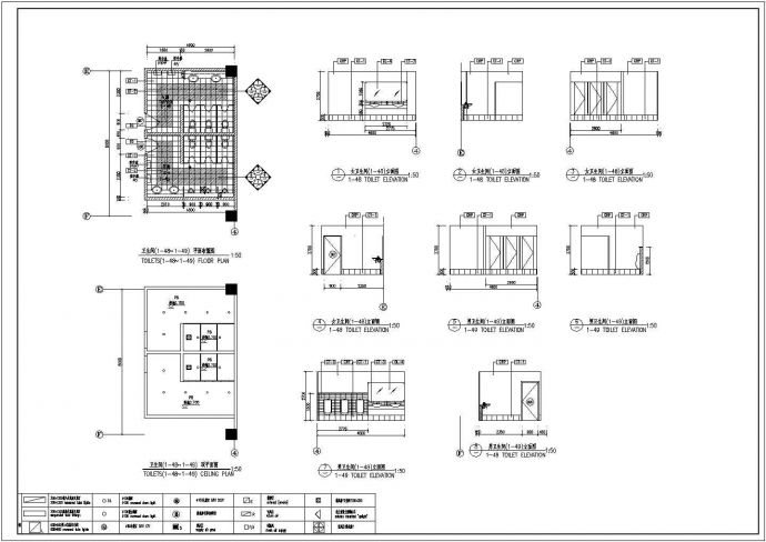 某高档小区样板房卫生间全套装修施工设计cad图纸_图1