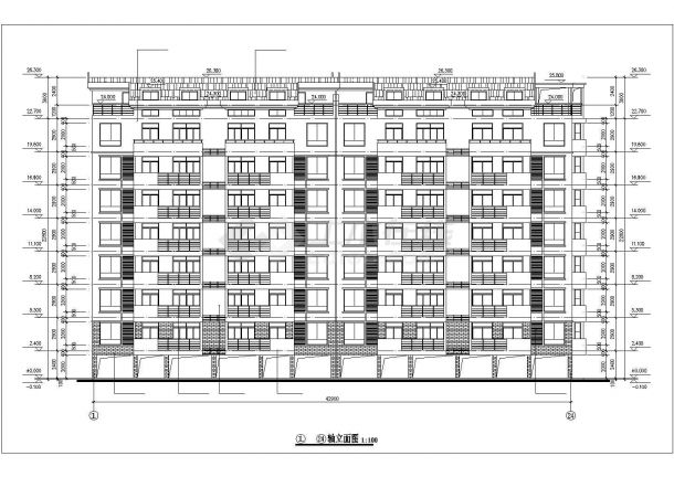 占地486平米8层框架结构住宅楼建筑设计CAD图纸（含阁楼和架空层）-图二