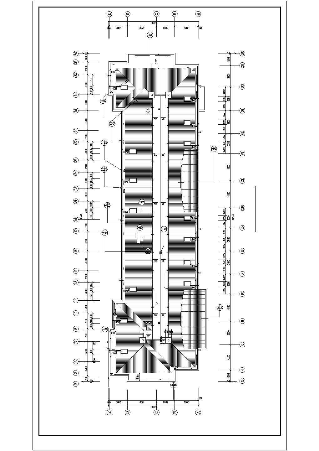 长54.94米宽14.94米六层阁楼设计cad图纸
