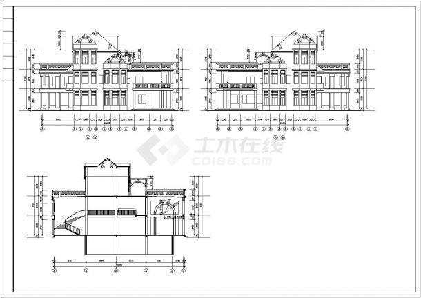 1800平米3层框架结构休闲会所全套建筑设计CAD图纸-图二