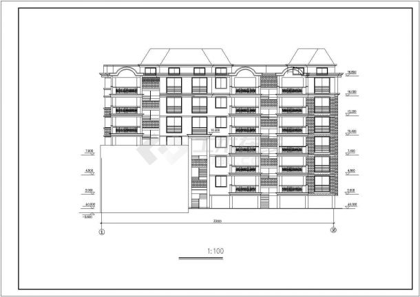 5800平米8层框架结构商住楼平立剖面设计CAD图纸（含架空层和阁楼）-图二