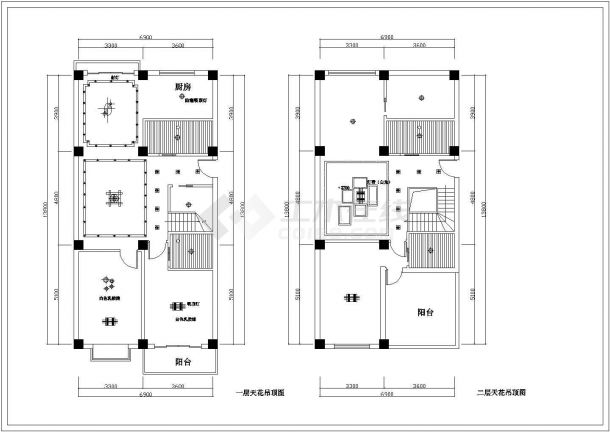 某二层复式户型住宅楼室内家居装修设计cad全套施工图（含设计说明）-图一