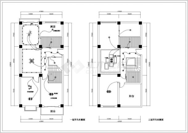 某二层复式户型住宅楼室内家居装修设计cad全套施工图（含设计说明）-图二
