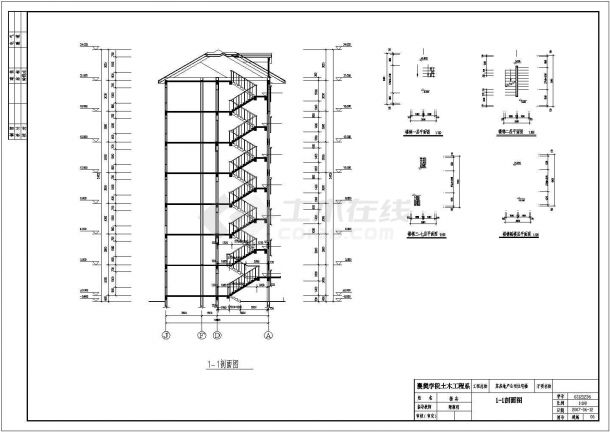 某七层框架结构一字型坡屋面住宅楼毕业设计cad建筑施工图（含设计说明，含结构设计，含计算书、任务书）-图二