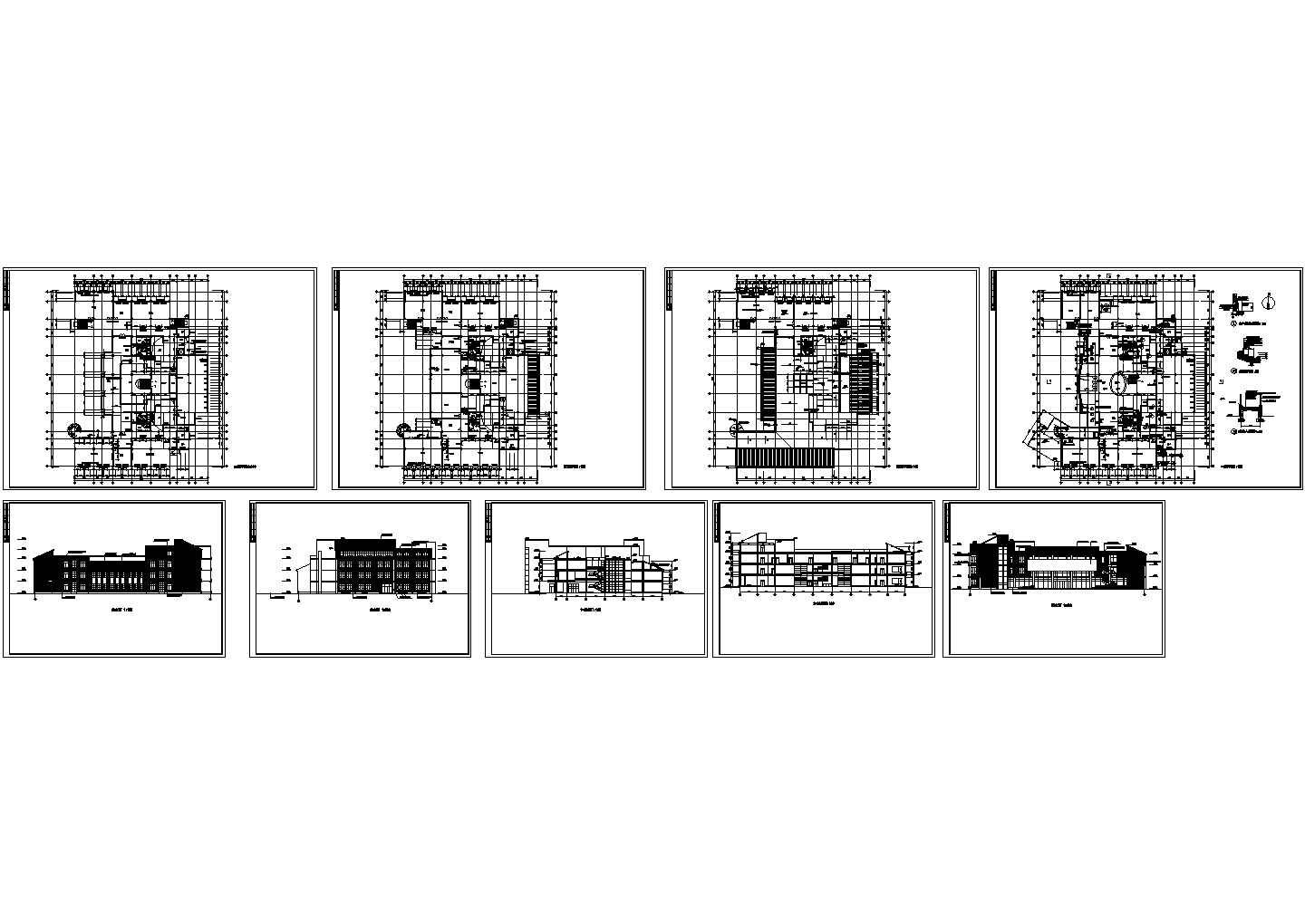 长66.14米 宽50.4米 四层图书馆建筑设计（无屋顶平面）cad施工图设计
