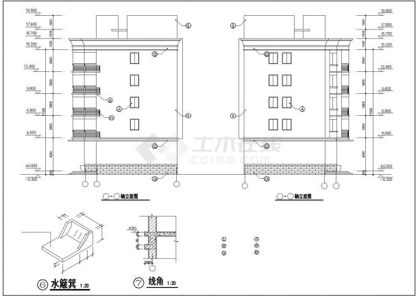 某中学2850平米五层砖混结构学生宿舍楼建筑设计CAD图纸（底层食堂）-图一