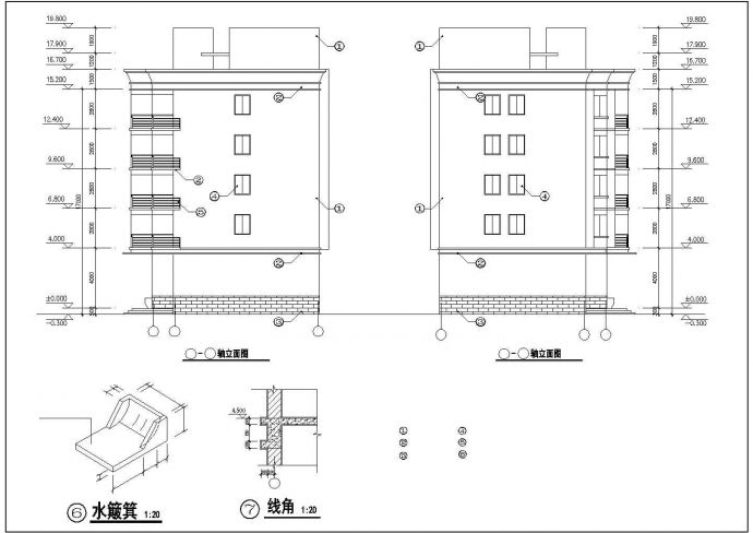 某中学2850平米五层砖混结构学生宿舍楼建筑设计CAD图纸（底层食堂）_图1