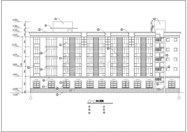 某中学2850平米五层砖混结构学生宿舍楼建筑设计CAD图纸（底层食堂）-图二