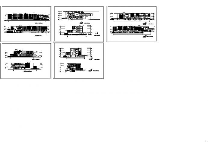某经典的图书馆建筑施工cad图(含立面图，共五张)_图1
