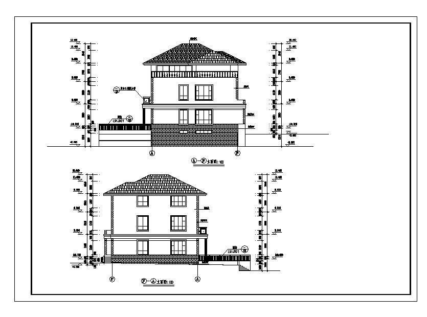某3层别墅建筑施工图，含负一层