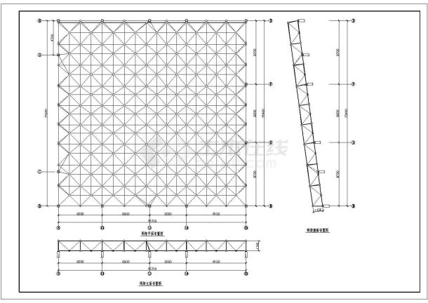 某地电影院观众厅网架结构设计cad图纸-图二