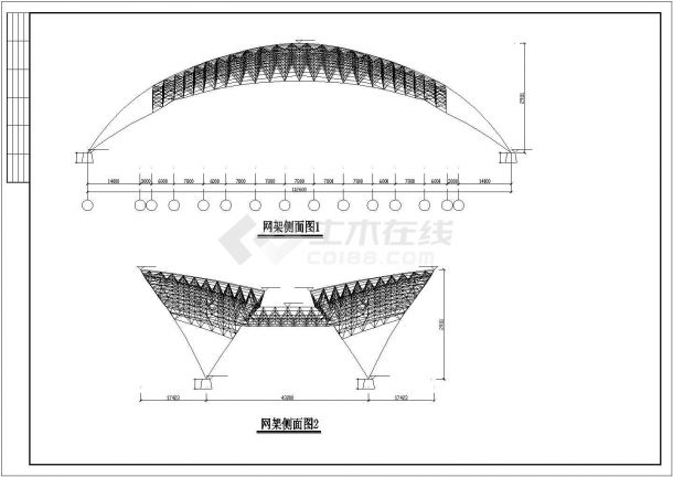 某异形网架设计cad图纸（共8张）-图一