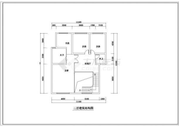 某二层两居室跃层户型室内装修设计cad方案施工图（甲级院设计）-图一