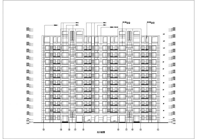 西安市某小区1万平米13层框架结构住宅楼平立剖面设计CAD图纸_图1