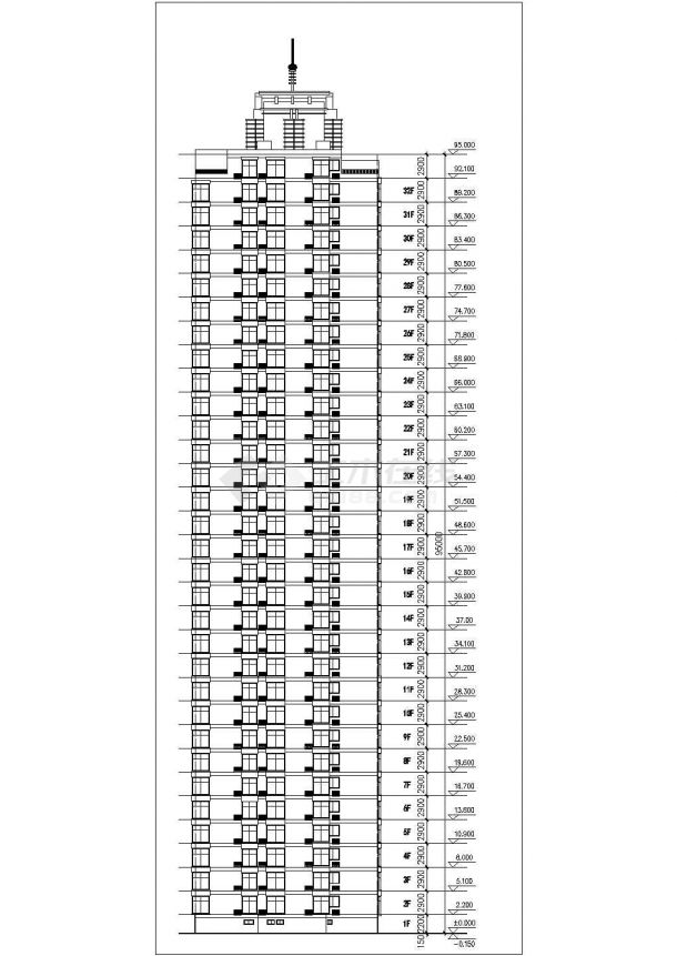 2.1万平米32层剪力墙结构住宅楼平立面设计CAD图纸（1层6户）-图一