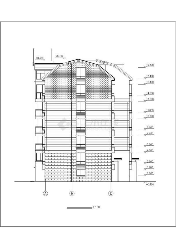 5100平米6层砖混结构住宅楼平立剖面设计CAD图纸（含阁楼和车库层）-图一