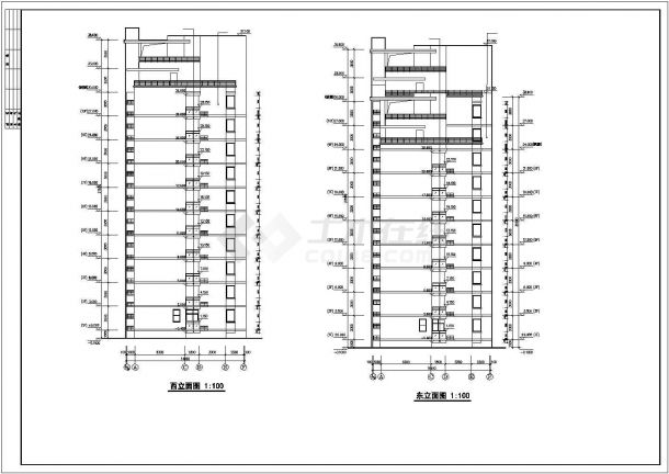 南通市某小区占地520平米10层框架结构住宅楼全套建筑设计CAD图纸-图二