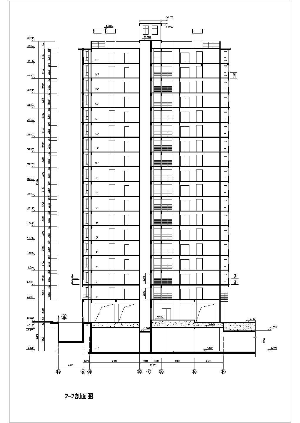 1.5万平米18层框剪结构住宅楼建筑设计CAD图纸（含机房层和架空层）