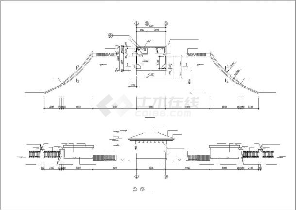 广州市某实验中学6米左右的入口大门施工设计CAD图纸（2套方案）-图一