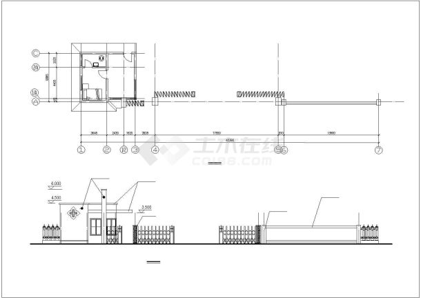 广州市某实验中学6米左右的入口大门施工设计CAD图纸（2套方案）-图二