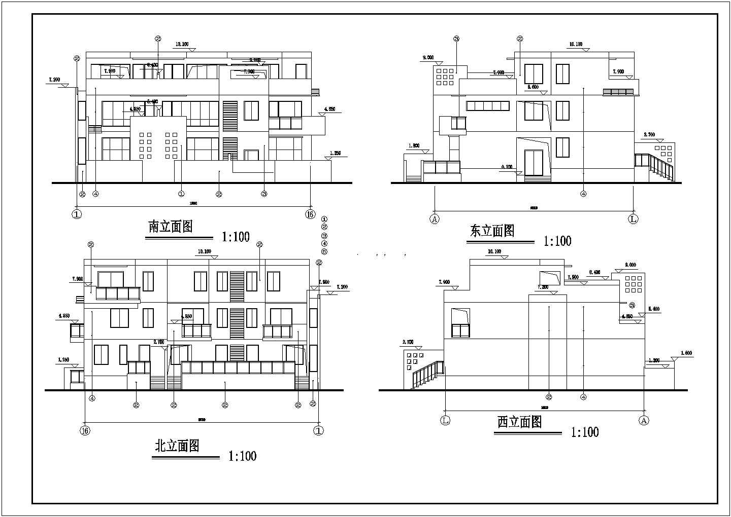 二层带阁楼联排别墅(CAD)