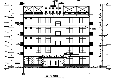 土木工程毕业设计_1200平方米某五层小区框架结构综合楼建筑施工cad图(含计算书，毕业设计)-图二
