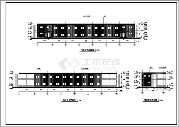 郑州市某工业区1300平米2层框架结构职工宿舍楼建筑设计CAD图纸-图二