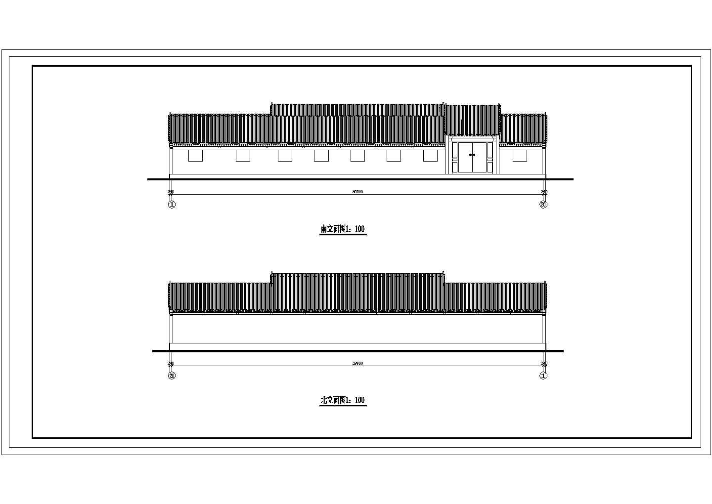 2675平方米单层古典中式四合院办公建筑施工cad图，共十一张