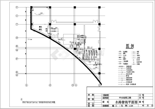 某商业中心中水处理工程设计cad详细工艺施工图纸-图一