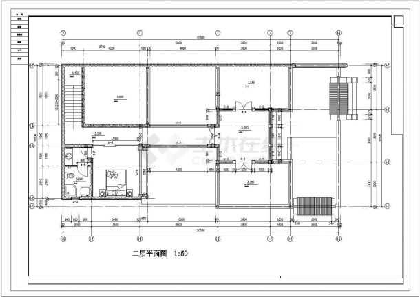 430平方米2层北方四合院建筑设计施工cad图，共十张-图二