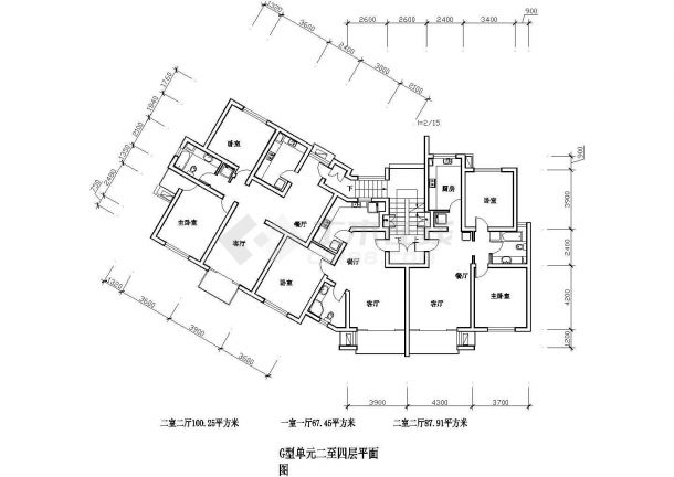 经典建筑面积面积76-152平方多种住宅户型设计cad建筑平面方案图-图二