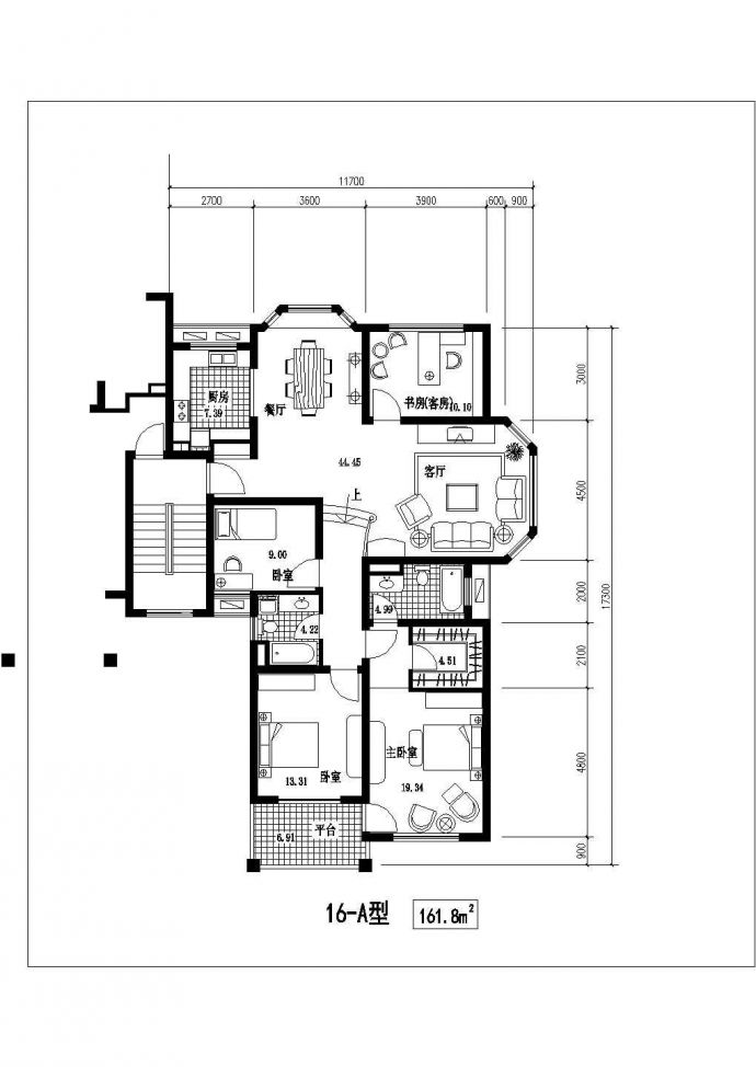 典型建筑面积125-165平方含跃层住宅户型设计cad建筑平面方案图集合_图1