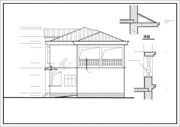195平米2层砖混结构乡村别墅平立剖面设计CAD图纸（含阁楼层）-图二