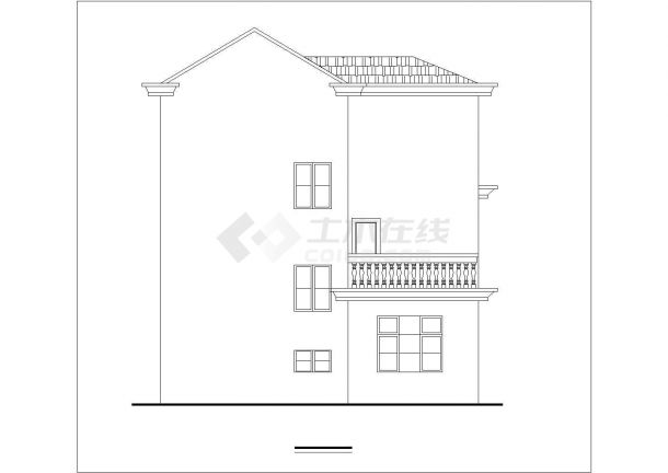 郑州市某村镇290平米3层砖混结构乡村民居住宅楼平立剖面设计CAD图纸-图二