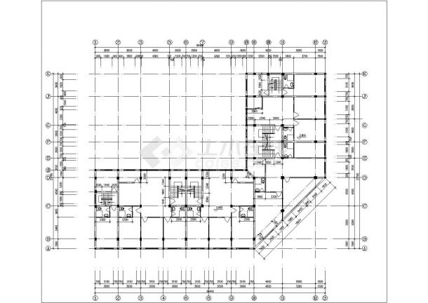 5500平米7层框混结构商住楼平立剖面设计CAD图纸（含阁楼/底层商用）-图二
