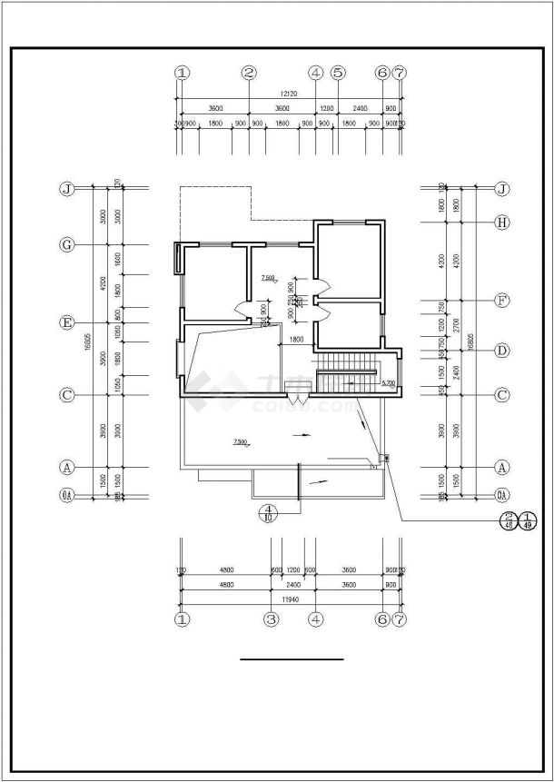 400平米左右3层砖混结构单体别墅全套建筑设计CAD图纸-图二