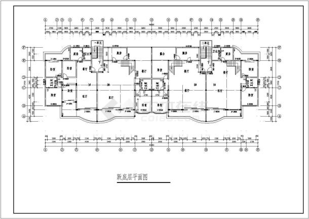 某框架结构多层住宅楼设计cad建筑平面施工图-图二