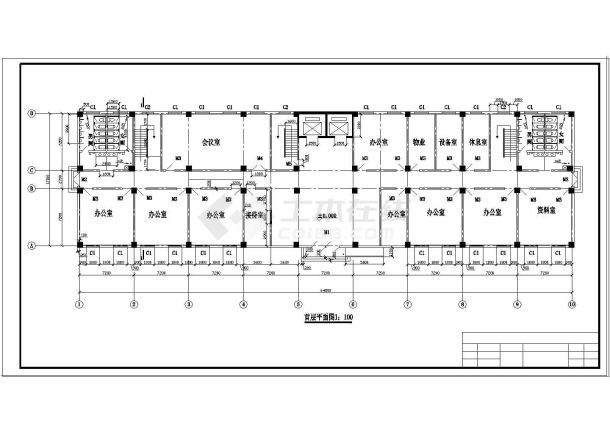 6812平米五层高职教学楼（计算书、部分建筑、结构cad图）-图一