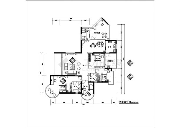 苏州郊区某四房两厅高档住宅全套装修施工设计cad图纸-图二