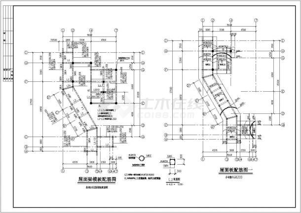 某公园老年活动中心茶室全套装修施工设计cad图(含屋面梁模板配筋图)-图一