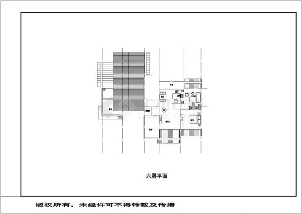 常州旺座中心小区6层住宅楼平面设计CAD图纸（1梯2户/含夹层）-图一