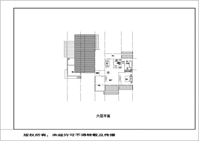 常州旺座中心小区6层住宅楼平面设计CAD图纸（1梯2户/含夹层）_图1