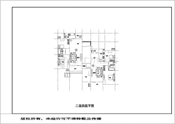 常州旺座中心小区6层住宅楼平面设计CAD图纸（1梯2户/含夹层）-图二