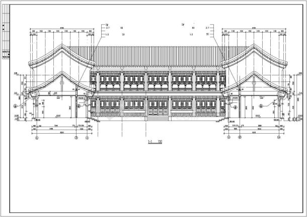 某带有小会议室的中国古建四合院施工图-图二