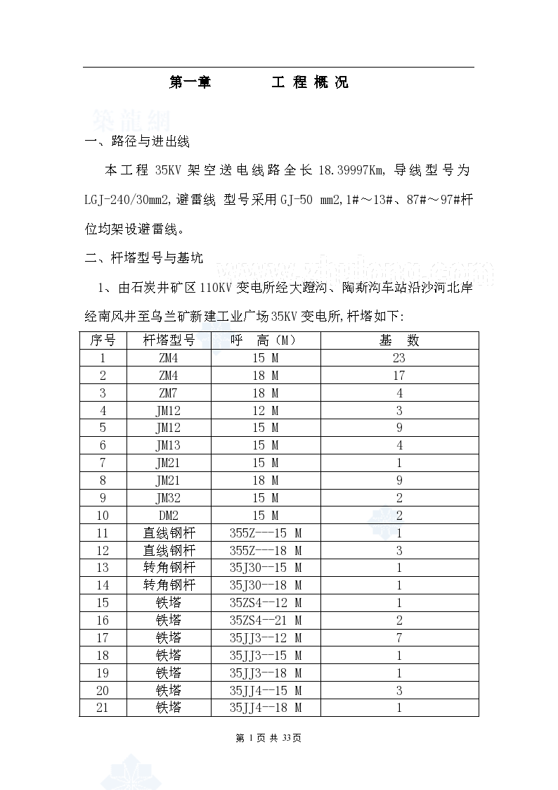 35kv架空送电线路施工组织设计