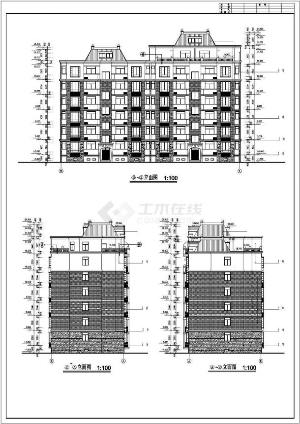 2800平米7层砖混结构住宅楼建筑设计CAD图纸（含跃层和储藏层）-图一